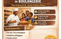APPEL À CANDIDATURE BOULANGER / FORMATEUR EN BOULANGERIE-PÂTISSERIE  (PRODUCTION DE PAIN). mediacongo